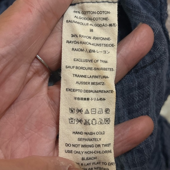 Free People Talk To Me Blue Plaid Gauzy Popover Shirt Size S - Picture 3 of 5